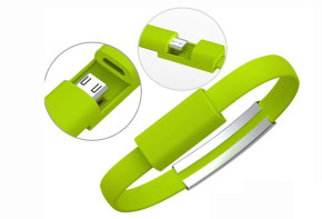 Micro USB кабел модел гривна зелен